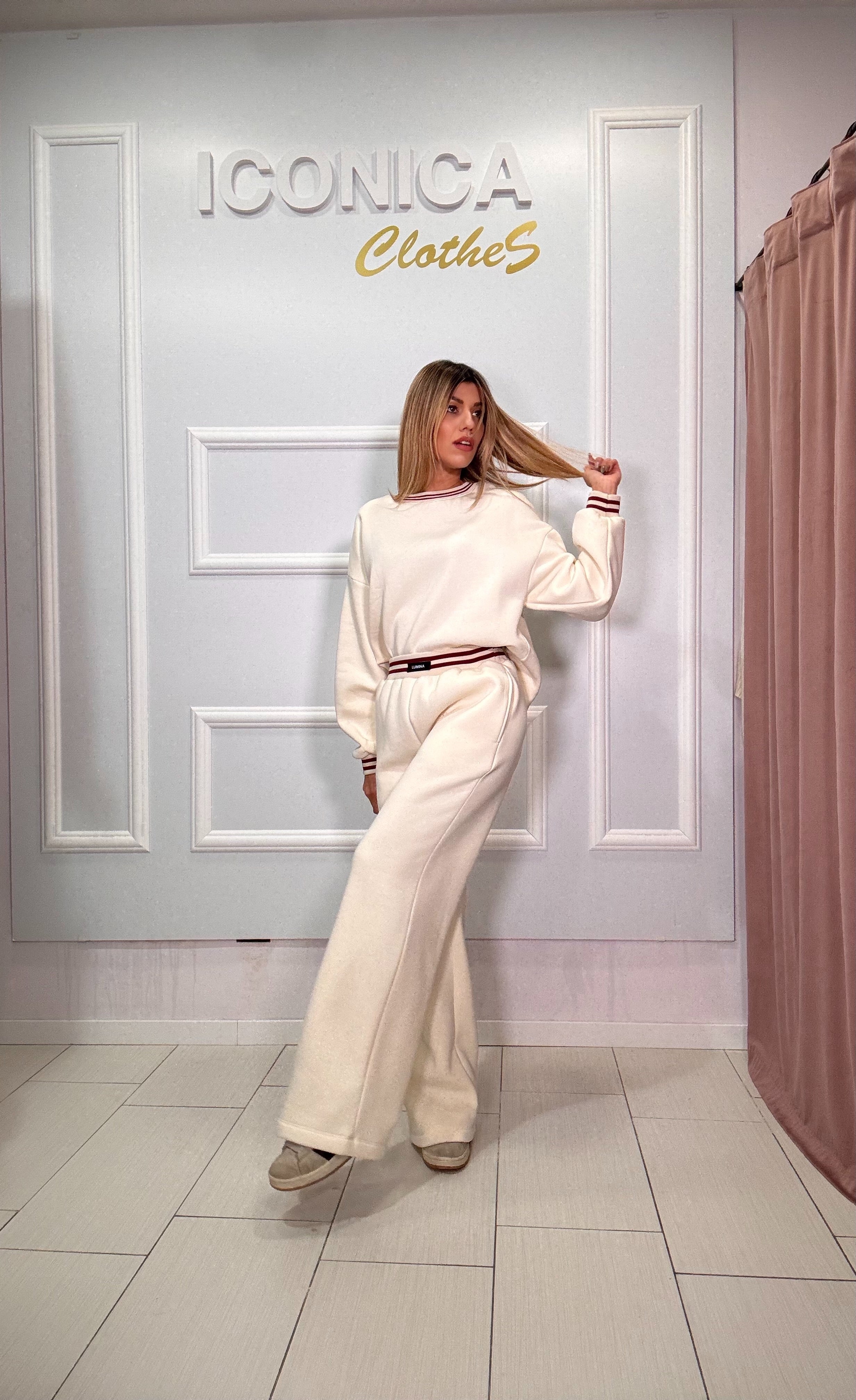 Pantalone felpa lumina bianca