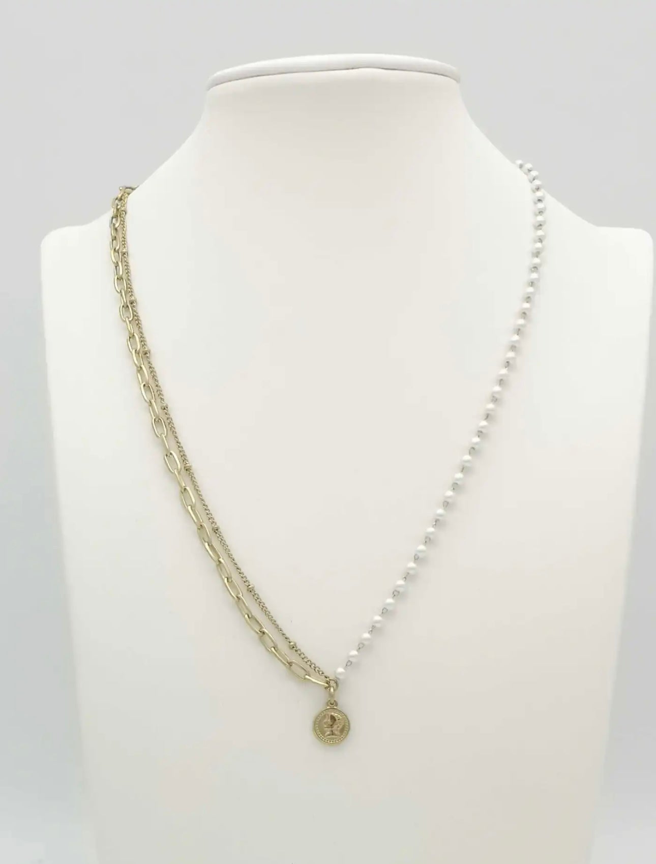 Collana Perle e Catena Medaglietta