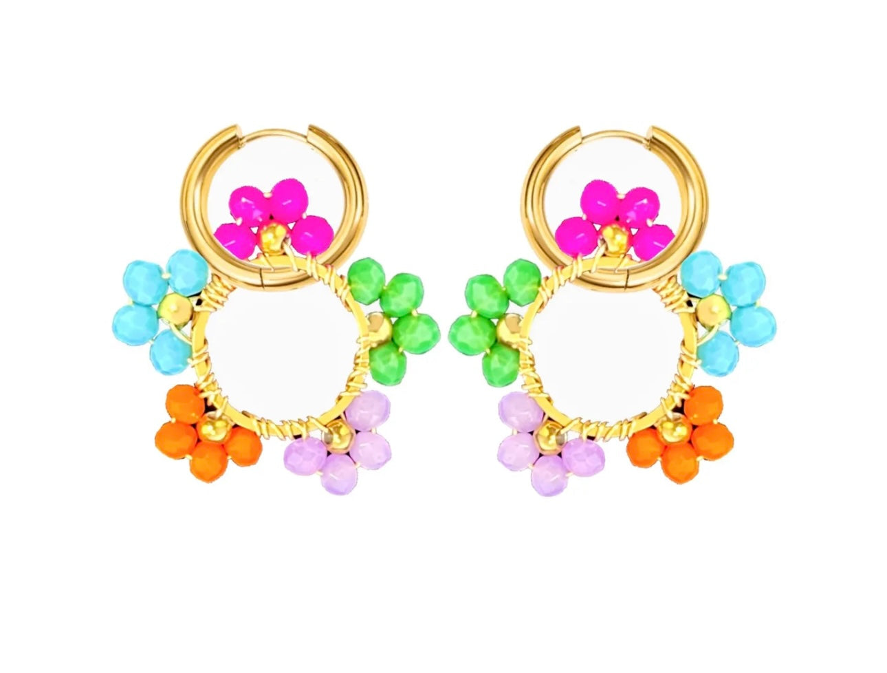 Orecchino cerchio fiorellini