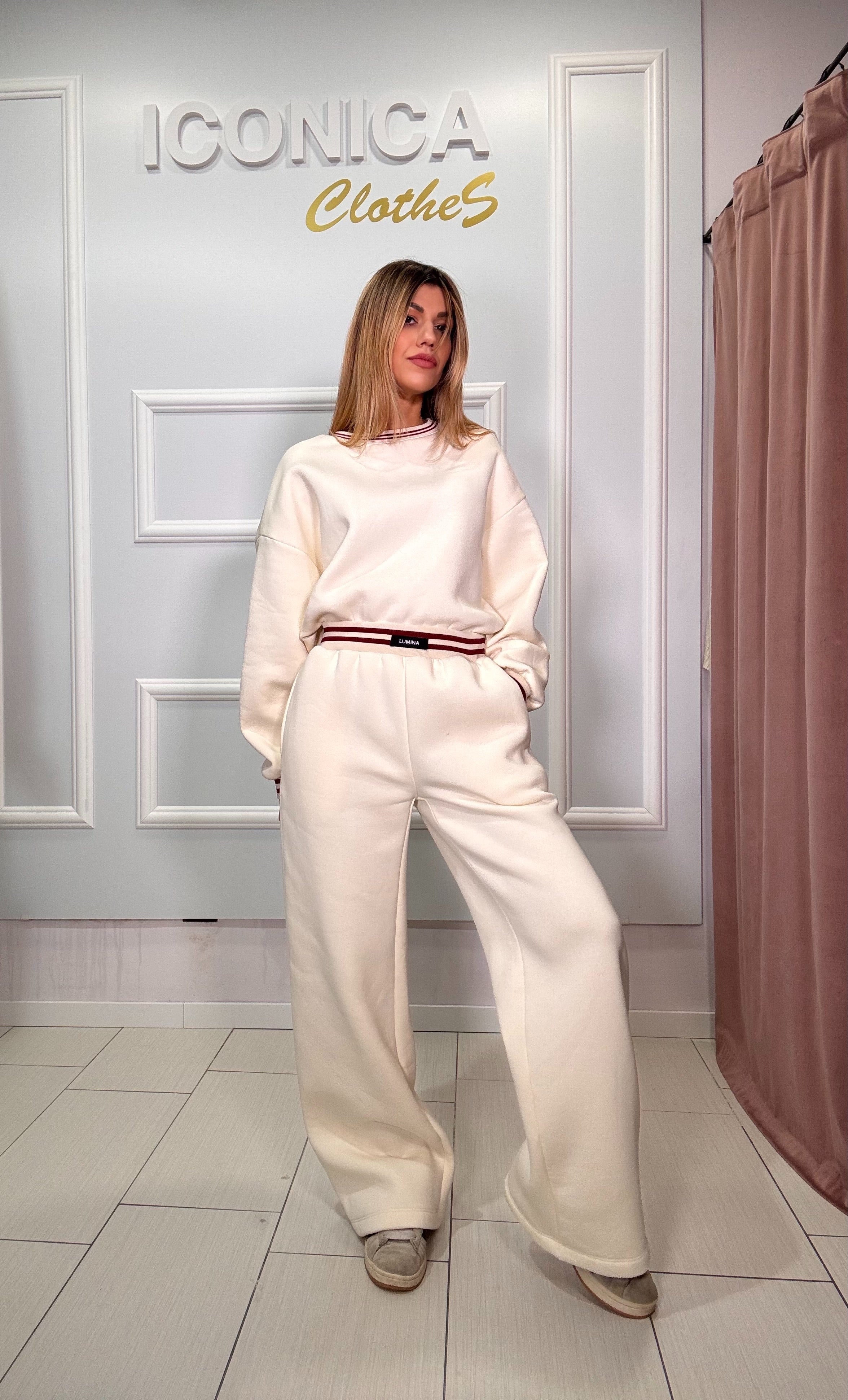 Pantalone felpa lumina bianca