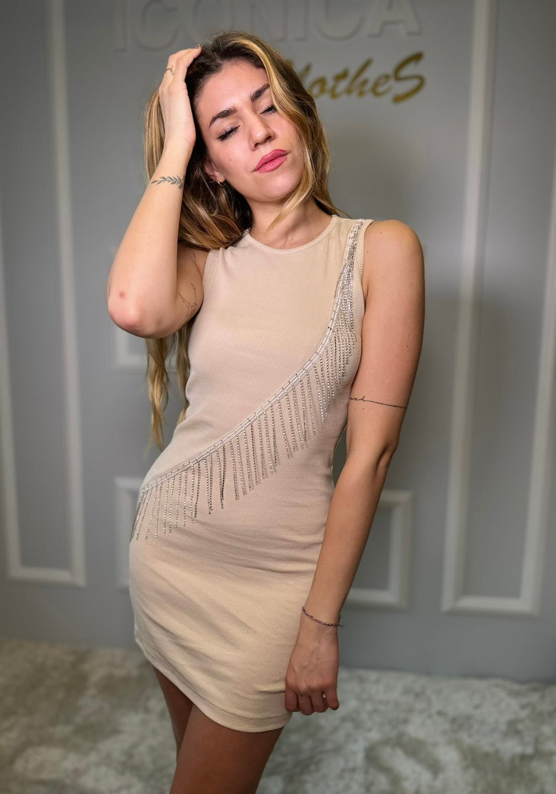 Abito frange cristal