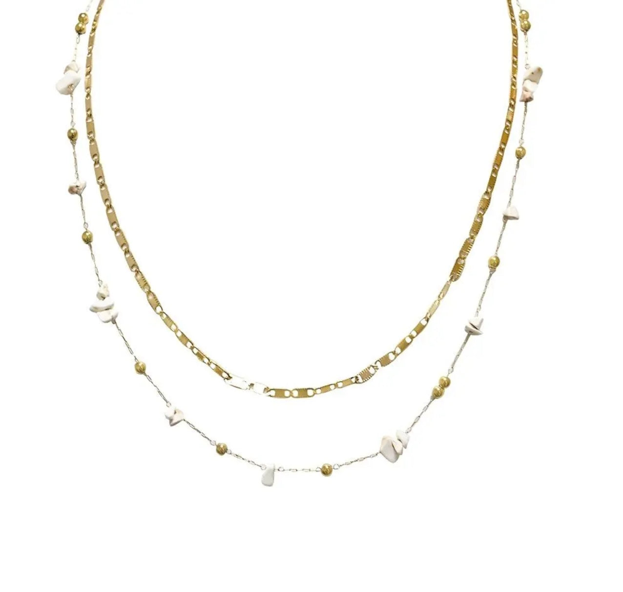 Collana doppio filo pietra e catena