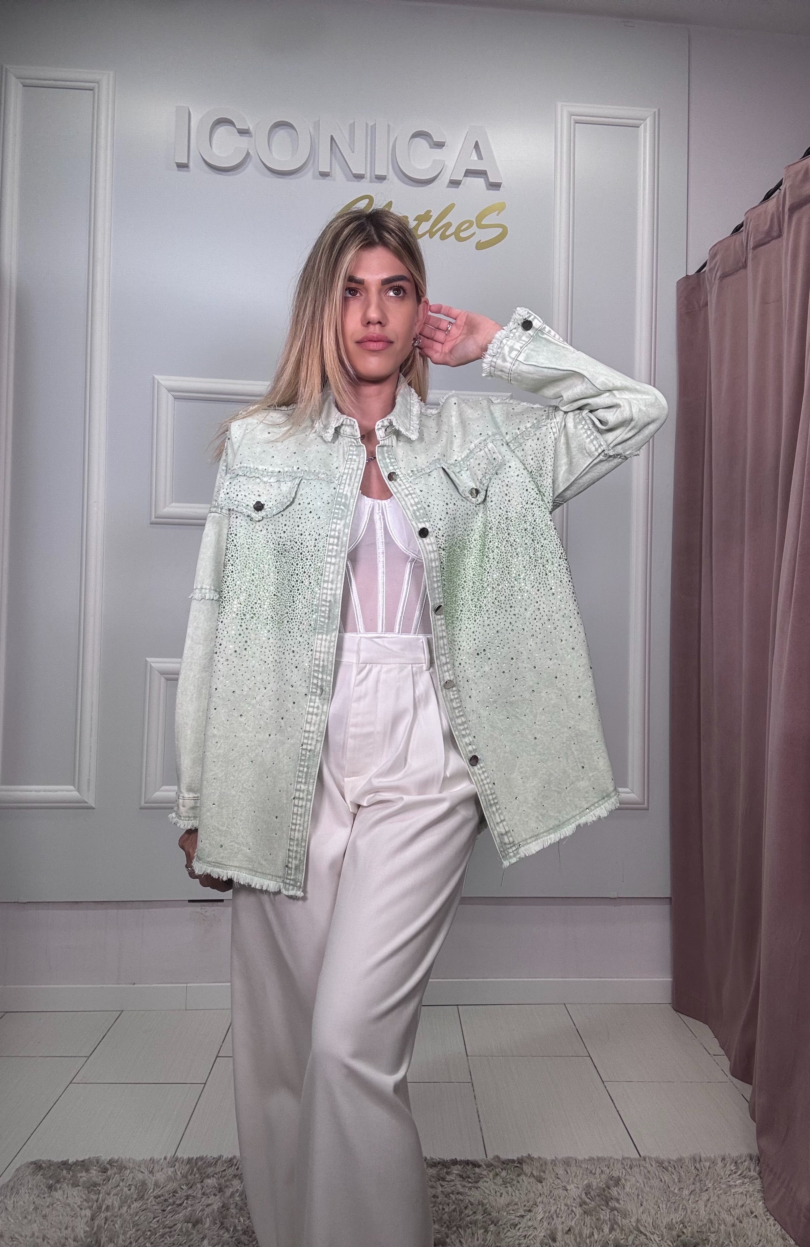 Giacca VERDE strass